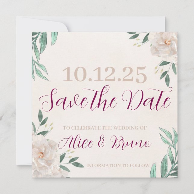Whimsical Herbst Save the Date Karten (Vorderseite)