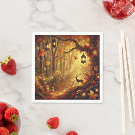 Whimsical Herbst Verzauberter Goldener Wald Dekoup Serviette