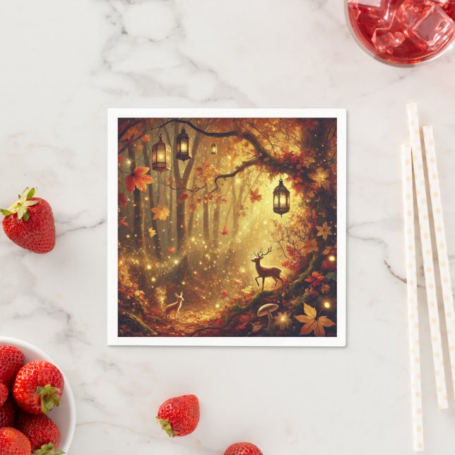 Whimsical Herbst Verzauberter Goldener Wald Dekoup Serviette (Beispiel)