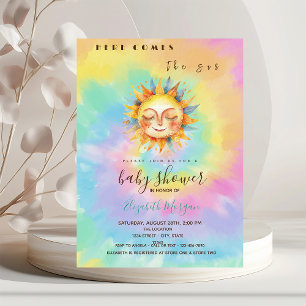 Whimsical Here Comes The Sun Tie Dye Baby Shower Einladung