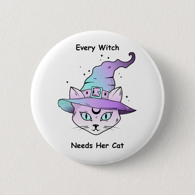 Whimsical Hexenkatze Button (Vorderseite)