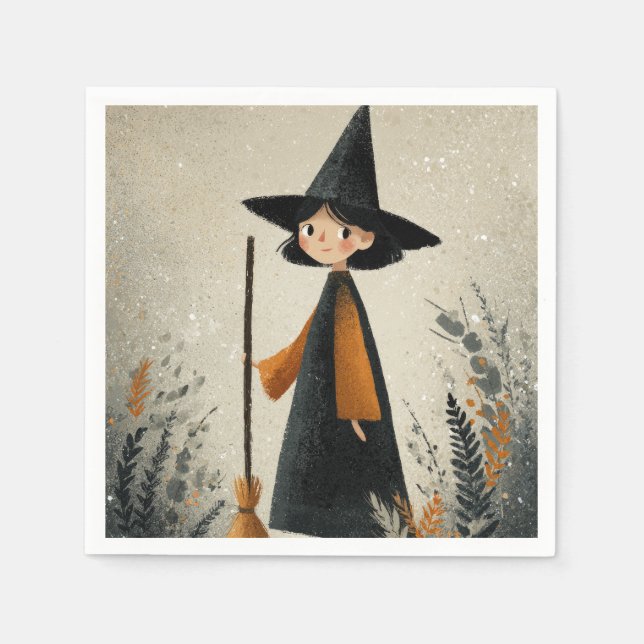 Whimsical Hexenwasserfarbe Halloween Serviette (Vorderseite)