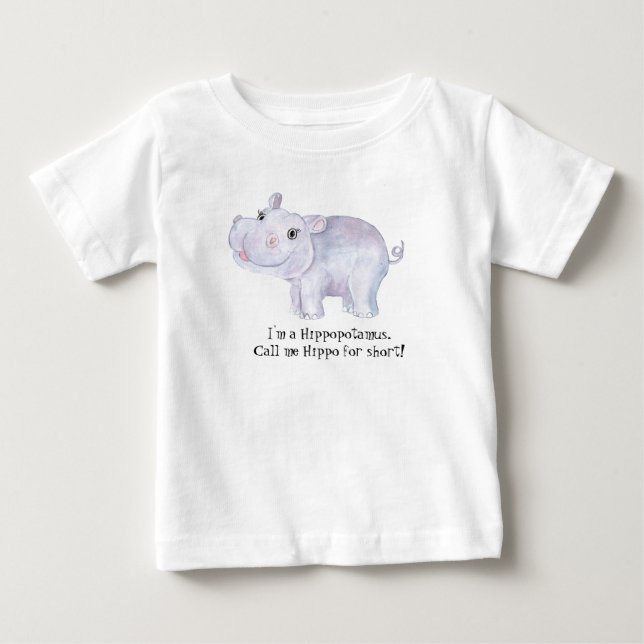 Whimsical Hippopotamus - Aquarelldruck Baby T-shirt (Vorderseite)