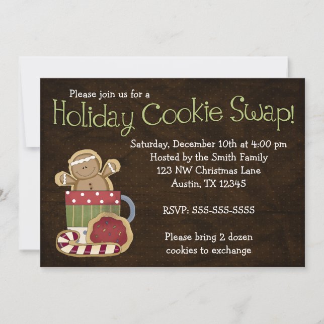 Whimsical Holiday Cookie Swap Einladungen (Vorderseite)