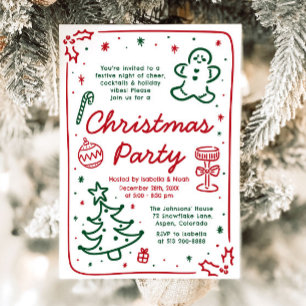 Whimsical Holiday Hand gezeichnetes Weihnachtsfest Einladung