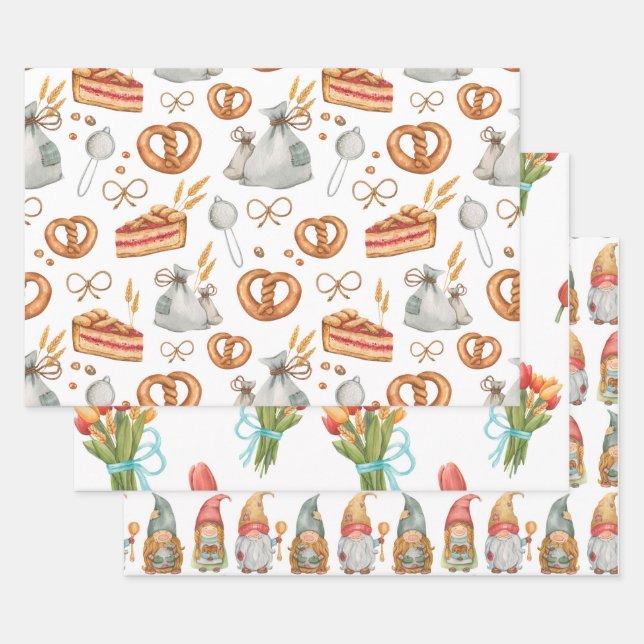 Whimsical Holiday Jolly Weihnachtsgebäck Nomaden Geschenkpapier Set (Set)