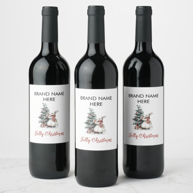 Whimsical Holiday Labels | [Your Brand Name] Weinetikett (Flaschen)