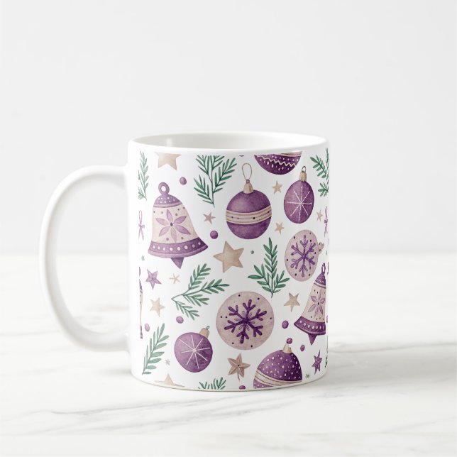 Whimsical Holiday Mug – Purple Bell Design Kaffeetasse (Links)
