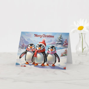 Whimsical Holiday Penguin Trio Karte