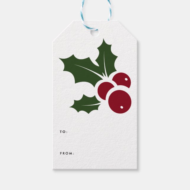 Whimsical Holly | Feiertagsgeschenktags Geschenkanhänger (Vorderseite)