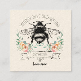 Whimsical Honey Bee Apiary Beekeeper Quadratische Visitenkarte