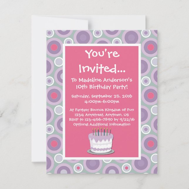 Whimsical Hoops Invitation de fête d'anniversaire (Devant)