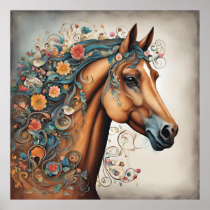 Whimsical Horse Head Poster