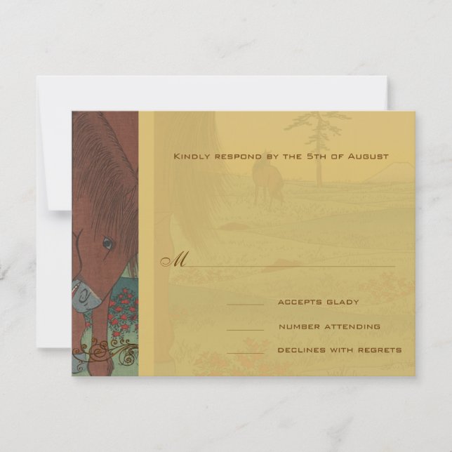 Whimsical Horse Wedding Response Card RSVP Karte (Vorderseite)