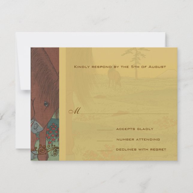 Whimsical Horse Wedding Response Card RSVP Karte (Vorderseite)