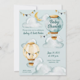 Whimsical Hot Air Ballon Baby Dusche Einladung