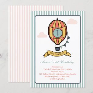 Whimsical Hot Air Ballon Erster Geburtstag Einladu Einladung
