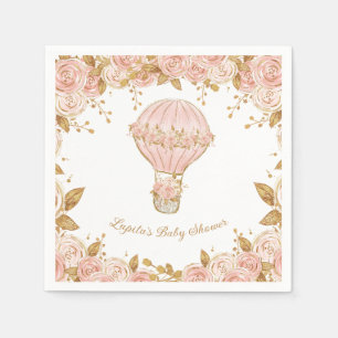 Whimsical Hot Air Ballon Girl Baby Dusche Serviette
