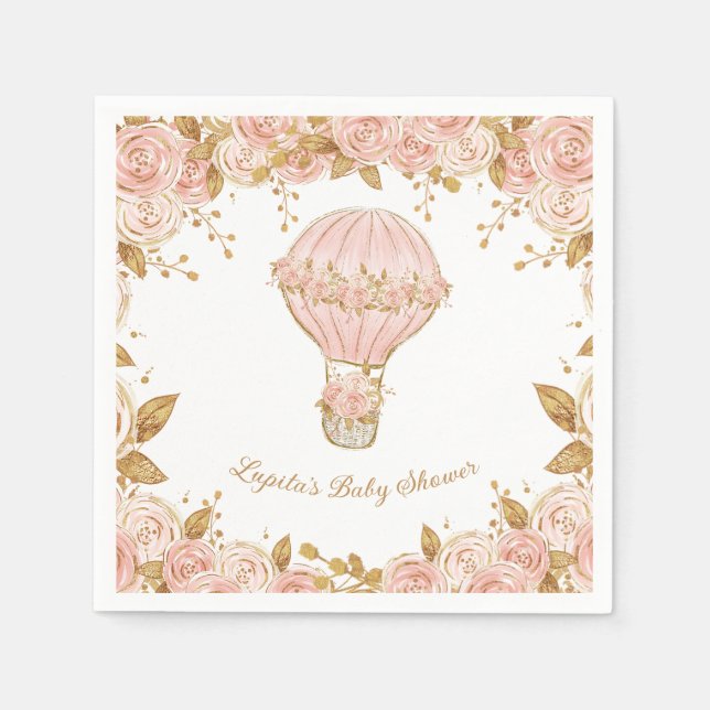 Whimsical Hot Air Ballon Girl Baby Dusche Serviette (Vorderseite)