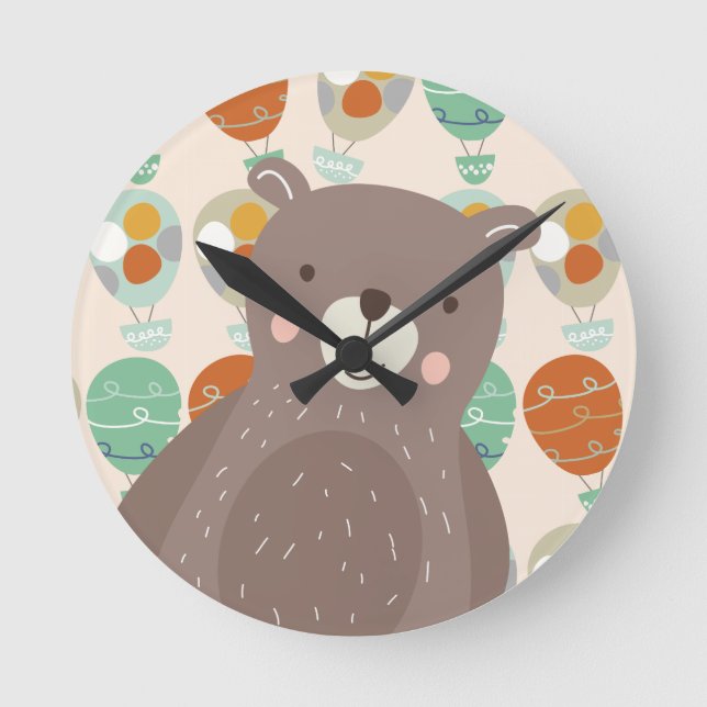 Whimsical Hot Air Ballons Runde Wanduhr (Vorderseite)
