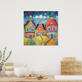 Whimsical Houses Poster