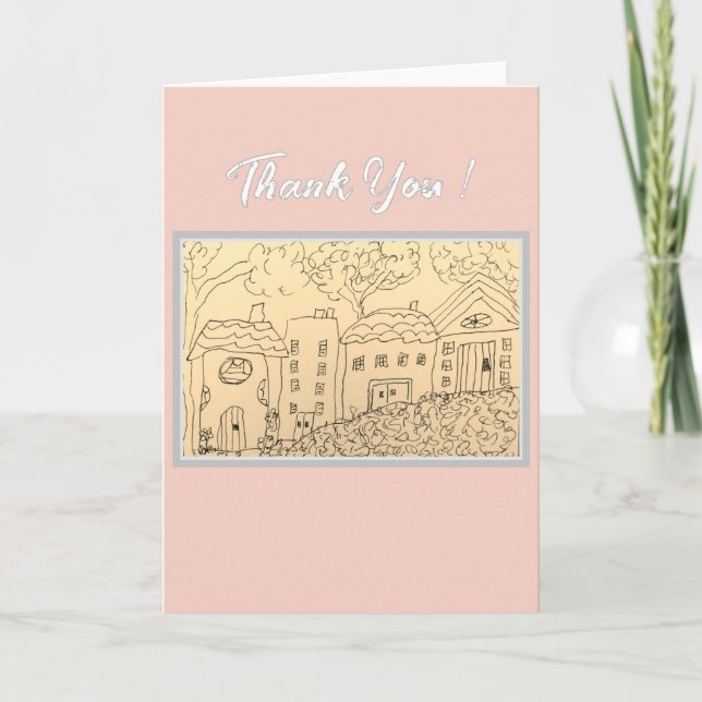 Whimsical Houses Thank You Karte (Vorderseite)