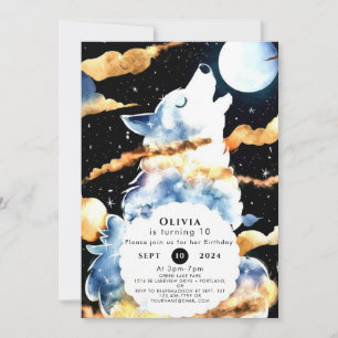 Whimsical Howling Wolf Birthday Einladung