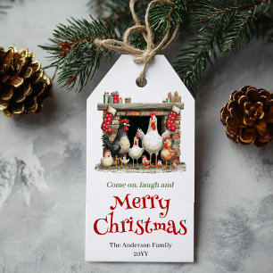 Whimsical-Hühner-Weihnachts-Geschenk-Anhänger-Vorl Geschenkanhänger