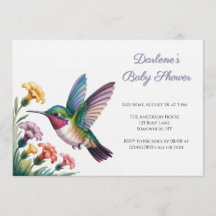 Whimsical Hummingbird Floral Baby Shower