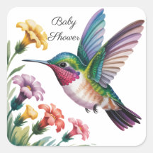 Whimsical Hummingbird Floral Baby Shower