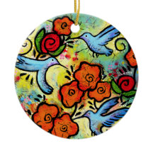 Whimsical Hummingbird Garden Colorful Bird