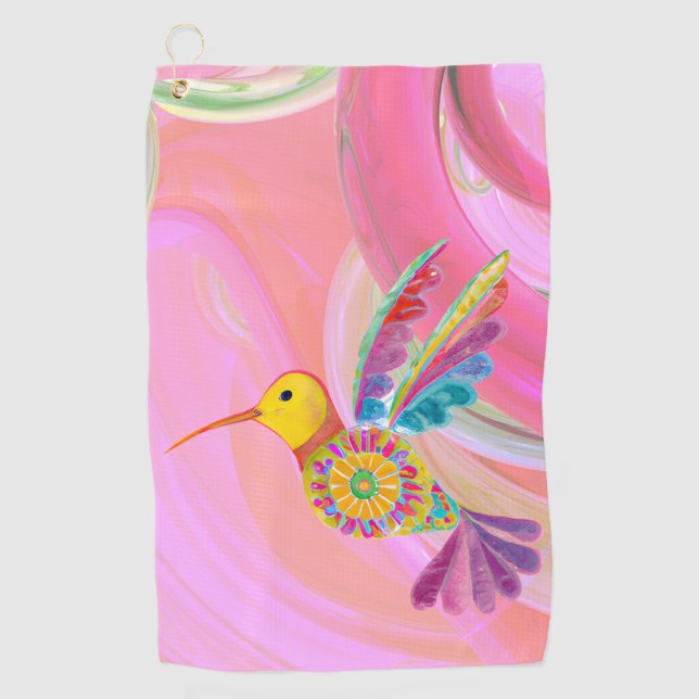 Whimsical Hummingbird Golfhandtuch (Vorderseite)