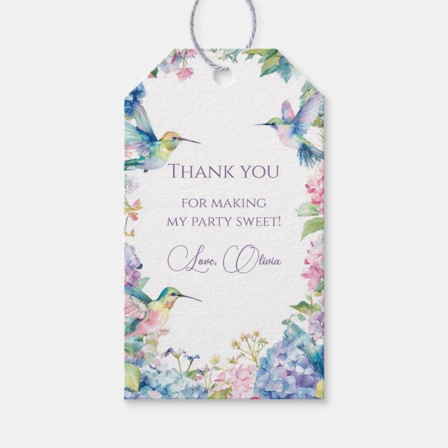 Whimsical Hummingbirds with Hydrangeas Geschenkanhänger (Vorderseite)