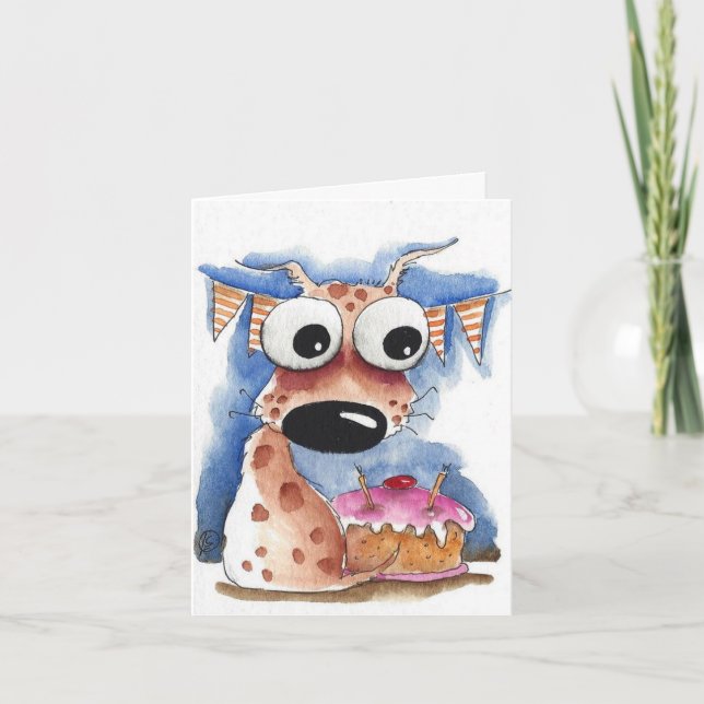 Whimsical Hund Geburtstagskarte Dankeskarte (Vorderseite)