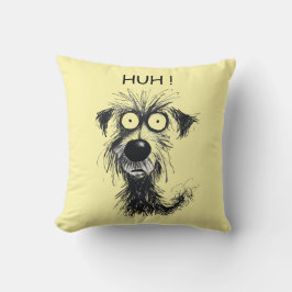 Whimsical Hund HUH! Funny Sketch Throw Kissen