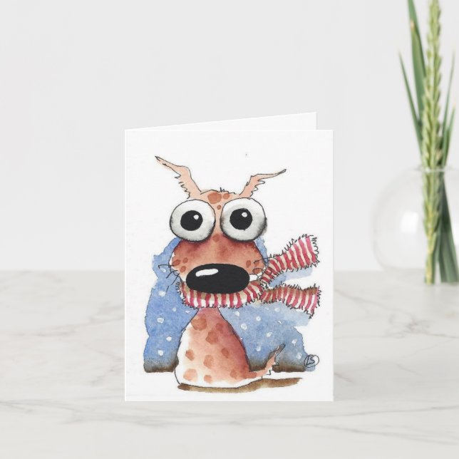 Whimsical Hund Weihnachtskarte Dankeskarte (Vorderseite)