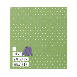Whimsical I Liebe Sweater Weather Polka Dots Green Notizblock