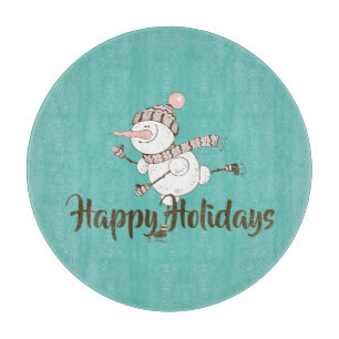 Whimsical Ice Skaten Snowman Anpassbar Schneidebrett