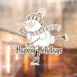 Whimsical Ice Skaten Snowmen individuell anpassbar Fensteraufkleber
