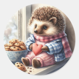 Whimsical Igel Cookies Valentine Runder Aufkleber
