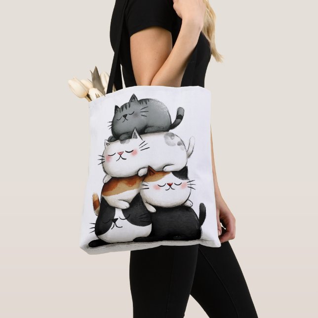 Whimsical Illustration of a Stack of Adorable Cats Tasche (Von Nahem)