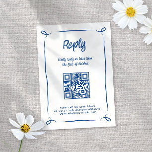 Whimsical Illustriert Blue Hand gezeichnet Fun Wed RSVP Karte