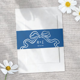 Whimsical Illustriert Bow Blue Modern Fun Wedding Einladungsbanderole