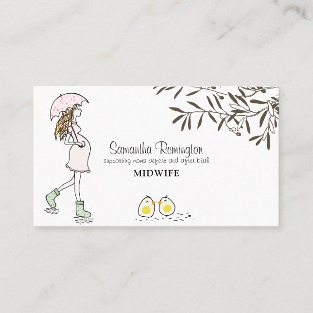 Whimsical Illustriert Midfrau Doula schwangere Mam Visitenkarte (Vorderseite)