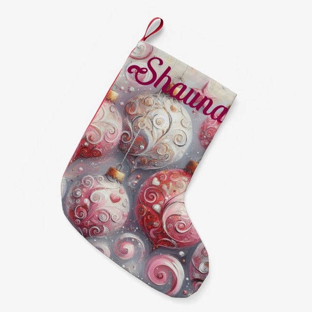 Whimsical Impressionistische Weihnachtsschmuck Pin Kleiner Weihnachtsstrumpf (Vorderansicht (hängend))