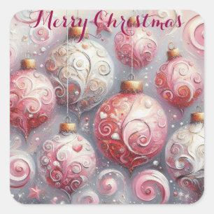 Whimsical Impressionistische Weihnachtsschmuck Pin Quadratischer Aufkleber
