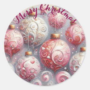 Whimsical Impressionistische Weihnachtsschmuck Pin Runder Aufkleber