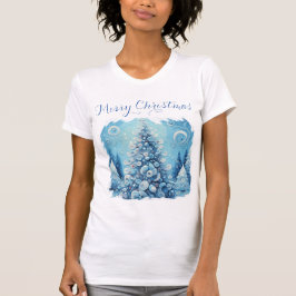 Whimsical Impressionistischer Weihnachtsbaum Blue T-Shirt