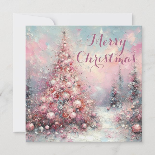 Whimsical Impressionistischer Weihnachtsbaum Feiertagskarte (Vorderseite)