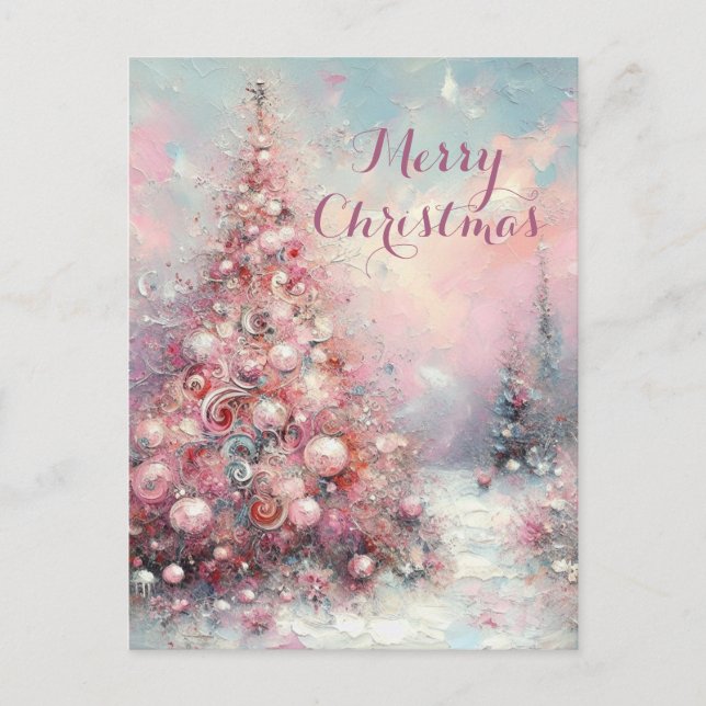 Whimsical Impressionistischer Weihnachtsbaum Feiertagspostkarte (Vorderseite)